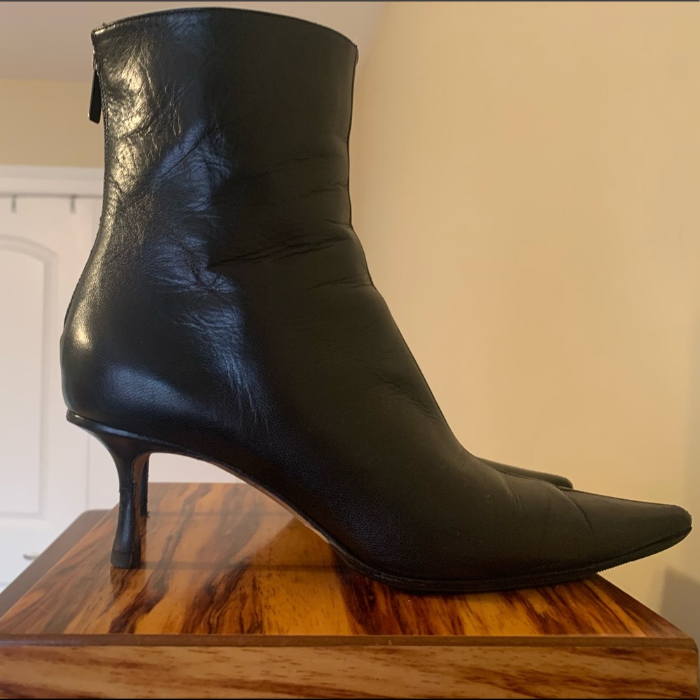 Jimmy Choo Black Leather Ankle Boots 37 1/2
